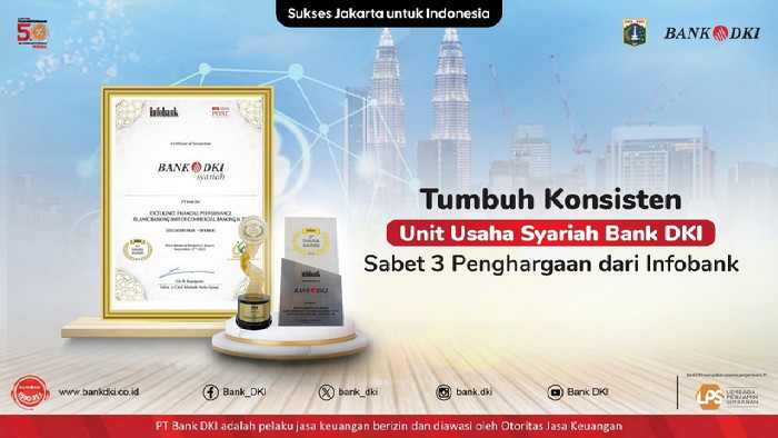 Tumbuh Stabil, Unit Usaha Syariah Bank DKI Sikat 3 Penghargaan dari Infobank