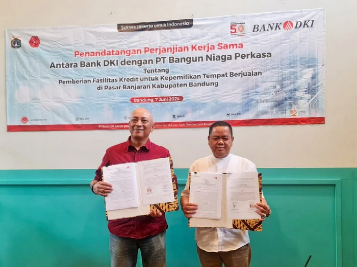 Bank DKI Gandeng PT Bangun Niaga Perkasa , Beri Sarana Kredit di Pasar Sehat Banjaran Kab. Bandung