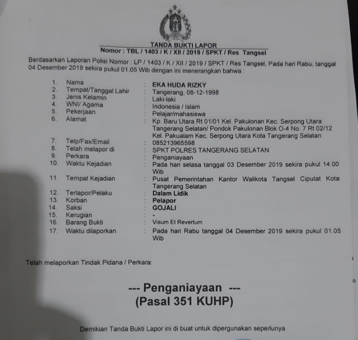Geruduk Kantor Walikota, Oknum Massa FBR Diduga Aniaya Jurnalis di Tangsel
