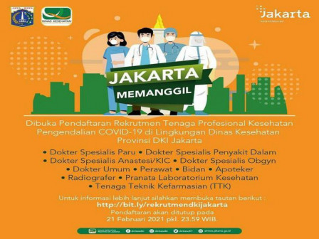 Ayo Bergabung Jadi Tenaga Profesional Kesehatan di Pemprov DKI